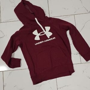 Under Armour Burgundy Logo Hoodie | XS | Flecked Knit Texture
